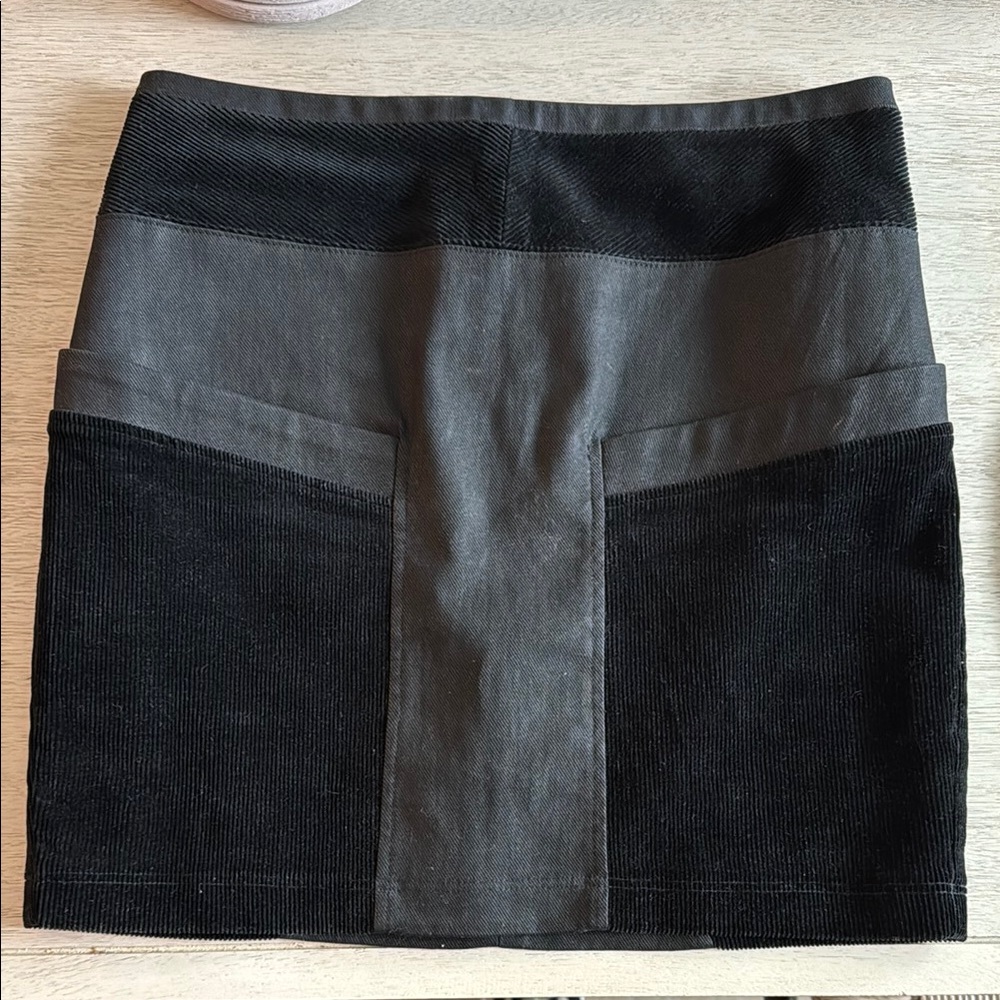Helmut Lang Black Corduroy Front Double Pocket Detail Skirt Size P